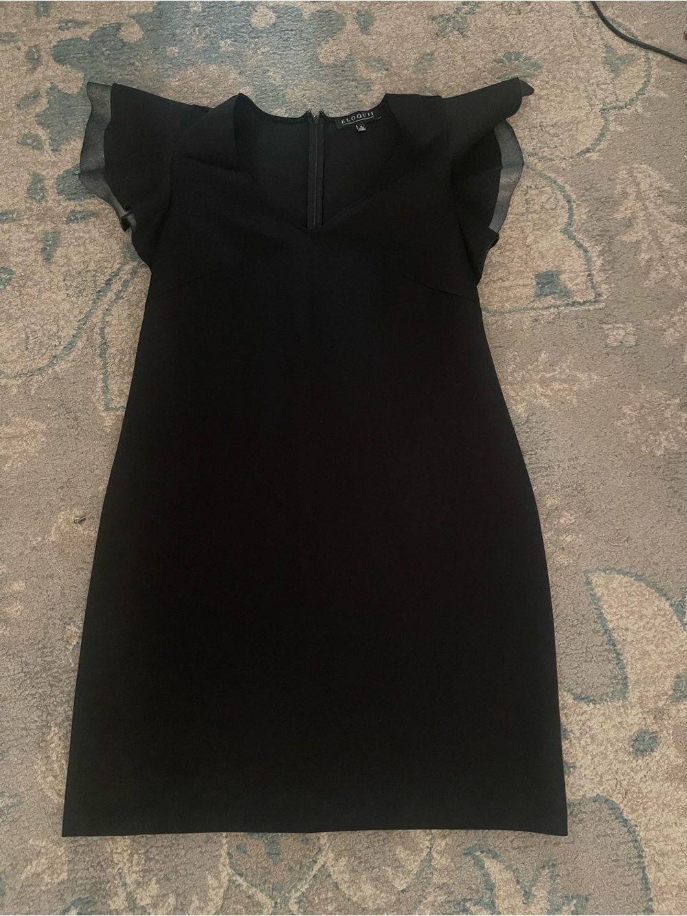 Eloquii Black Shift dress flutter sleeve. Size 18